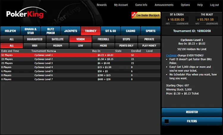 PokerKing сателлиты The Venom