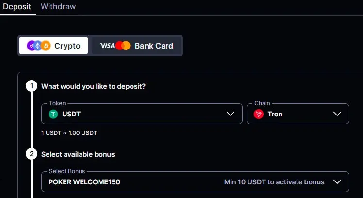 Bono de Selección de CoinPoker en el Primer Depósito