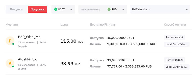 Bybit P2P продажа криптовалюты
