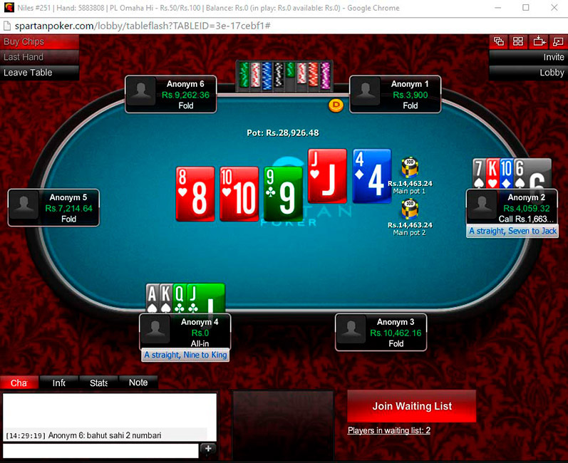 Spartan Poker Omaha Table En