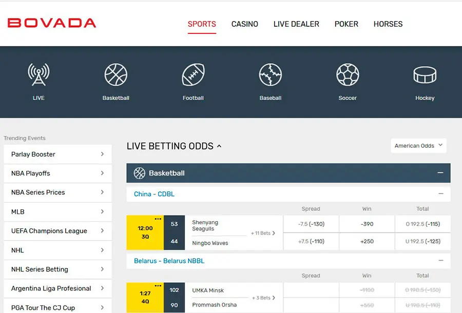 Bovada Sportsbook Live Betting