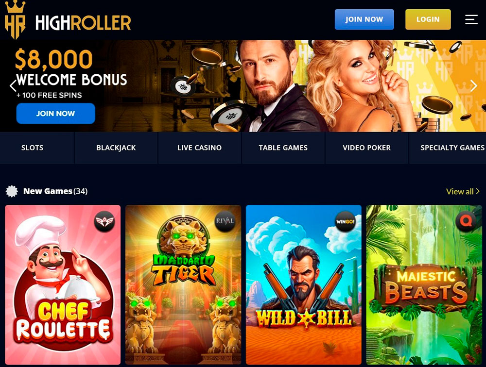 High Roller Casino Main Page Site