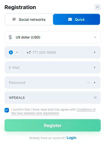 1win Poker Registration Quick