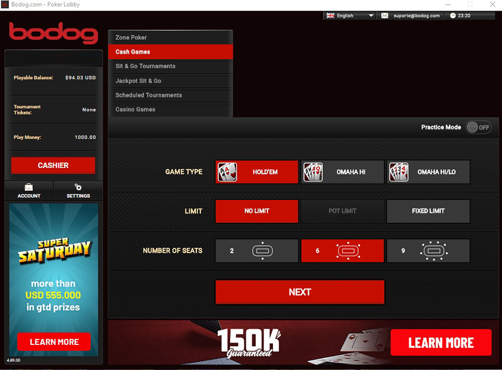 Bodog Poker Main Lobby En