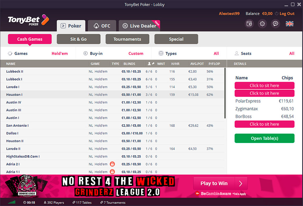 Tonybet Poker Lobby Ru