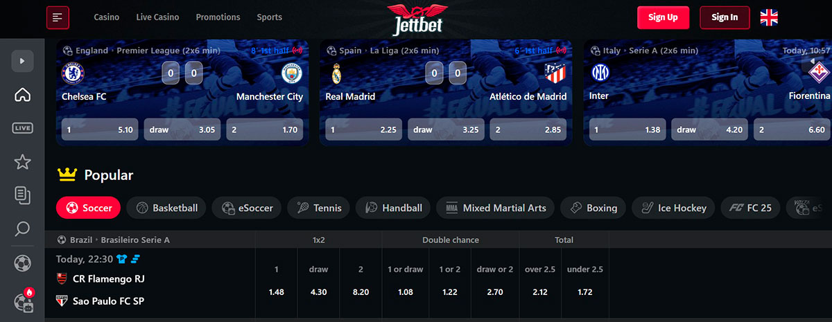 Jettbet Sportsbook Website and User Interface