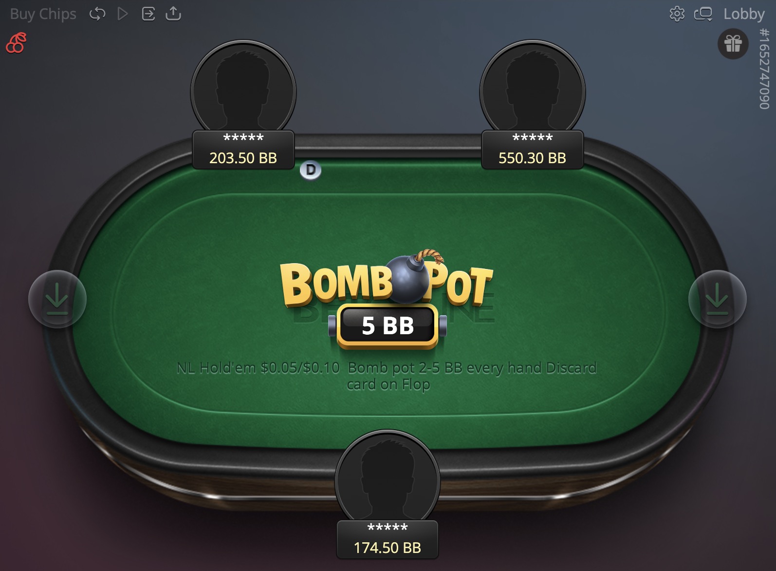 Стол с Bomb Pot в BetOnline