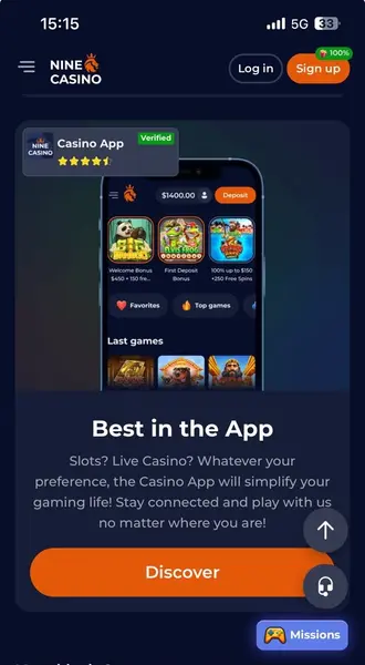 Descarga de la aplicación Ninecasino