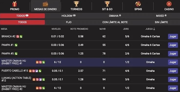 Lobby Red Argentina Poker