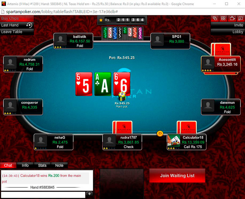 Spartan Poker 9 Max Table Ru