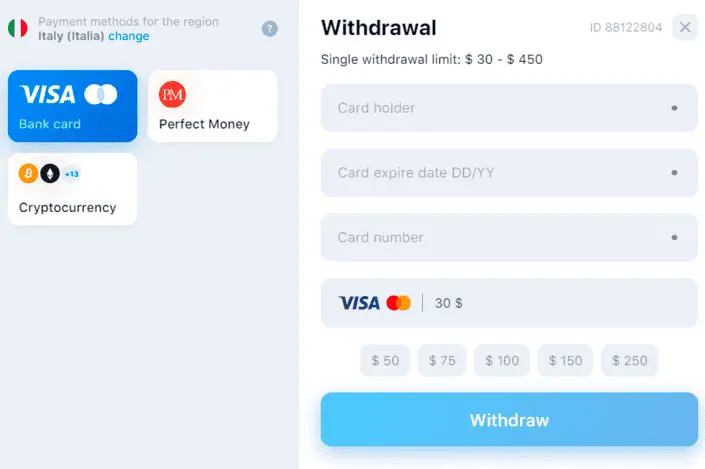 1win Withdrawal Select a Payment System