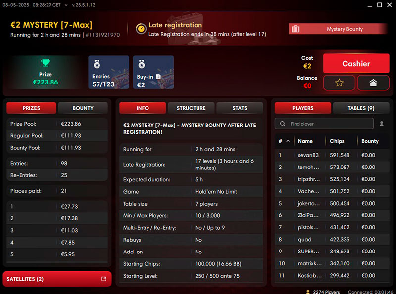 Tournament Lobby New Poker Client I Poker Network