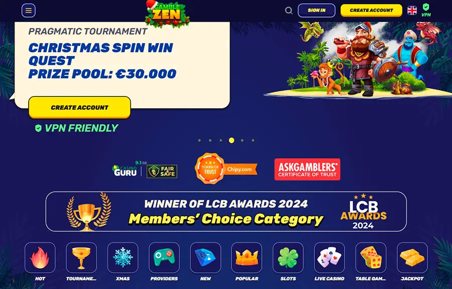 User Interface Gamblezen Casino
