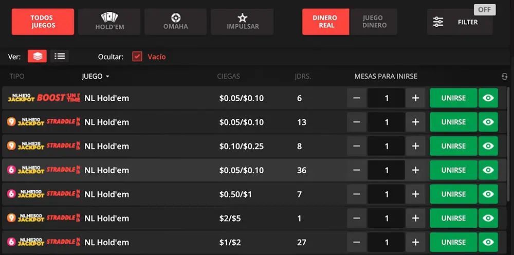 Bet Online Poker vestíbulo de cachés