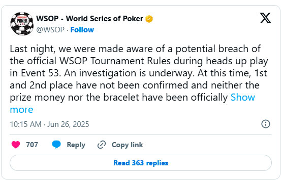 Colusion Millionaire Maker Wsop 2025 X Post