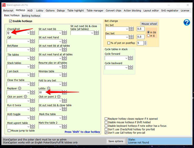 Stars Caption горячие клавиши