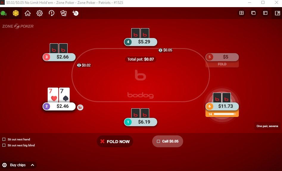 Bodog Poker Zone Table En