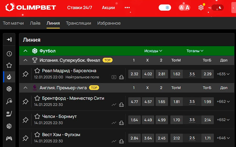 Линия БК Олимп