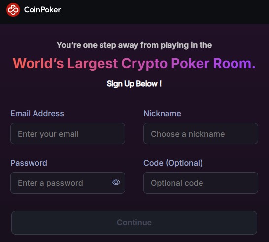 Coinpoker Registration