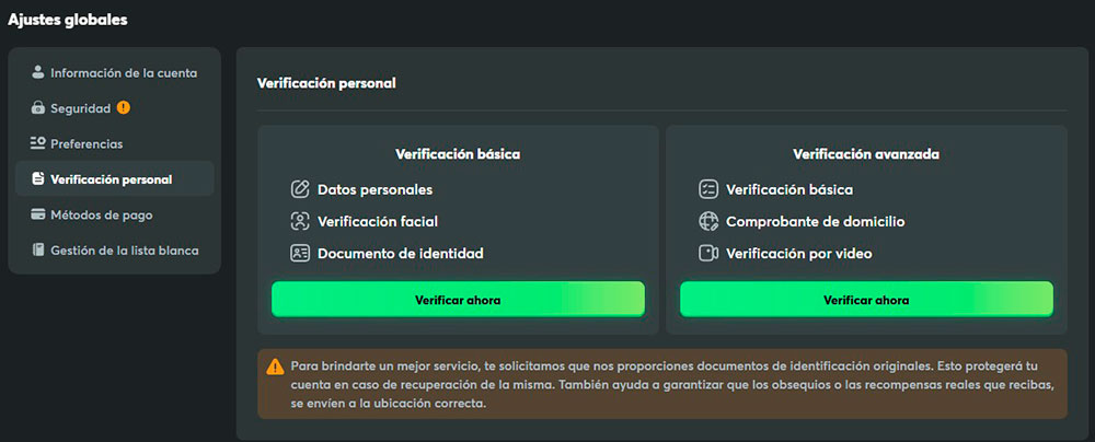 Verificación en BC.Game