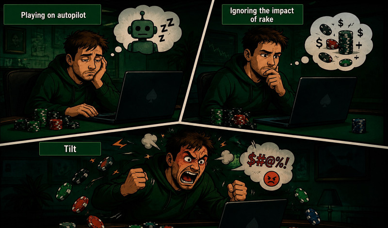 Online Poker Mistakes Autopilot Rake Tilt