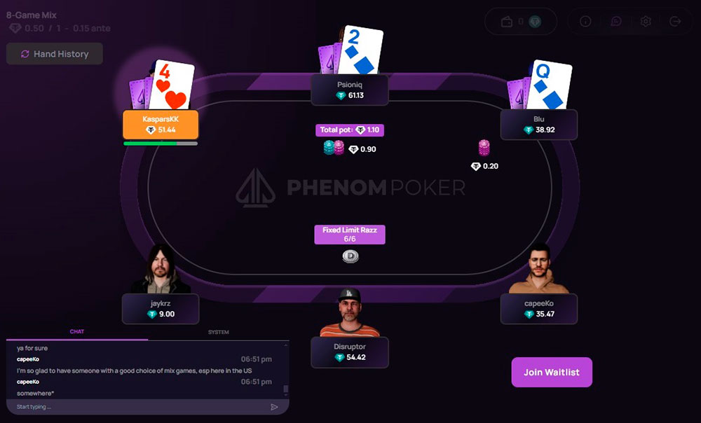 Phenom Poker 8 Game Mix Table