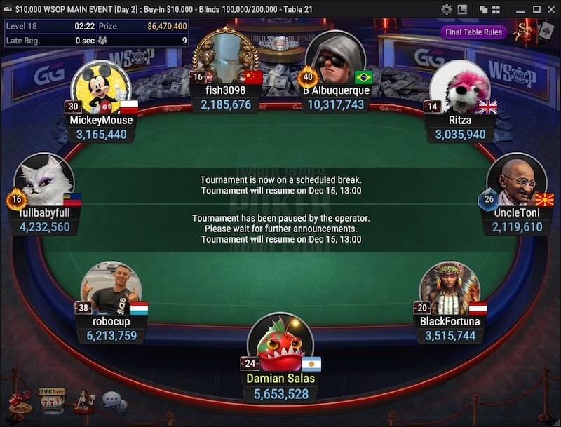 Финальный стол WSOP Online