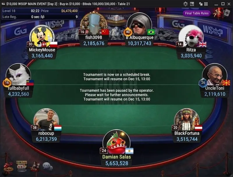 Финальный стол WSOP Online